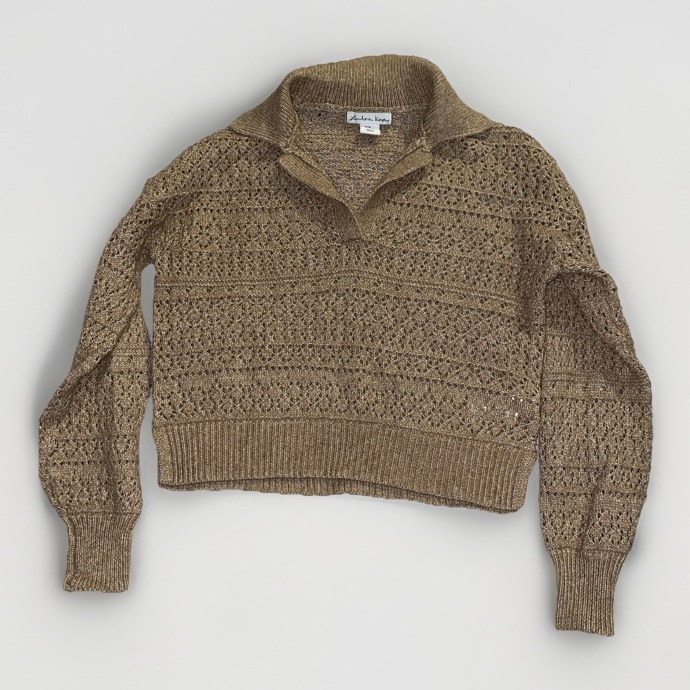 London Kaye Knit Crop Sweater‎ Medium Tan Women's.
